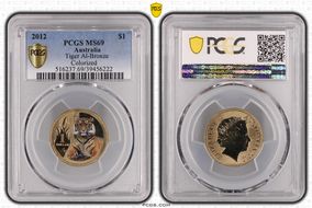 2012 $1 Tiger Al-Bronze Colorized MS69