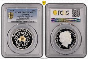 2010 50C Australia Day Ag Selective Gilt PR69DCAM