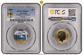 2006 $1 Dolphin Al-Bronze Colorized MS69