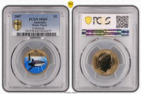 2007 $1 White Shark  Colorized MS69