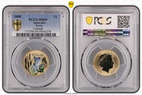2008 $1 Koala  Colorized MS69
