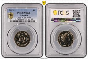 2013 $1 Year of the Snake Al-Br MS69