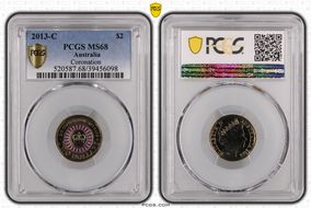 2013-C $2 Coronation Colorized MS68