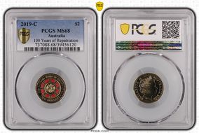 2019-C $2 100 Years of Repatriation Colorized MS68