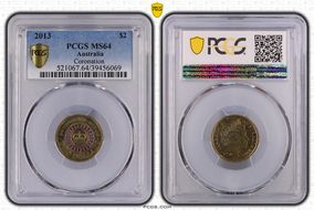 2013 $2 Coronation Colorized MS64