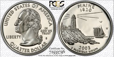 2003-S 25C Maine Silver PR70DCAM
