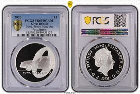 2020 £1 Bond, James Bond Ag First Strike PR69DCAM