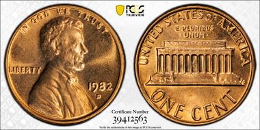 1982-D 1C Bronze MS66RD