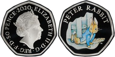 2020 50p Peter Rabbit Ag PR70DCAM