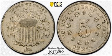 1872 5C AU58
