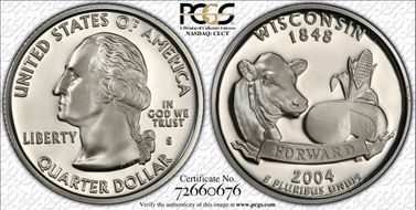 2004-S 25C Wisconsin Silver PR70DCAM