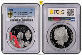 2012 $1 Queen Elizabeth Jubilee Colorized PR69DCAM