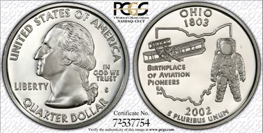 2002-S 25C Ohio Silver PR70DCAM