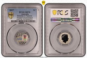 2017 5C Bananas in Pyjamas Colorized Frosted Uncirculated MS70