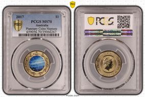2017 $1 Planetary Coins Neptune Colorized MS70