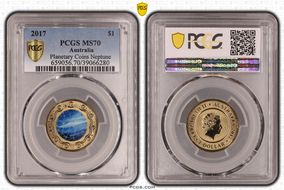 2017 $1 Planetary Coins Neptune Colorized MS70