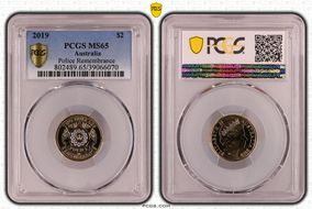 2019 $2 Police Remembrance Colorized MS65