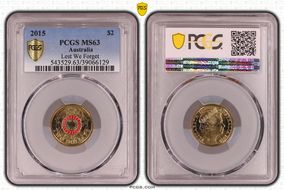 2015 $2 Lest We Forget Colorized MS63