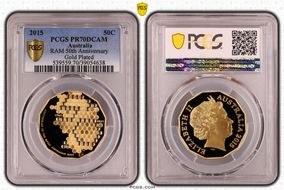 2015 50C RAM 50th Anniversary Gold Plated PR70DCAM