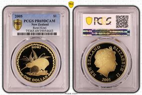 2005 $1 Living Icons-Rowi Kiwi PR69DCAM