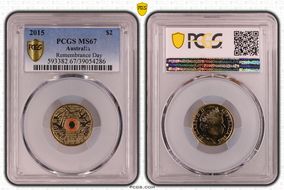 2015 $2 Remembrance Day Colorized In Flanders Fields MS67