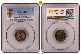 2013 $2 Coronation Colorized MS65