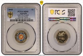 2018 $2 Lest We Forget Eternal Flame Colorized MS68