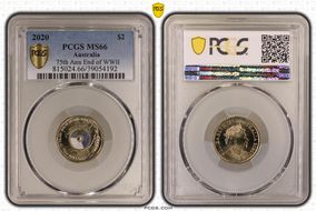 2020 $2 75th Ann End of WWII Colorized MS66