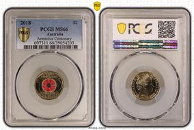 2018 $2 Armistice Centenary Colorized MS66