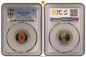 2018 $2 Armistice Centenary Colorized MS66
