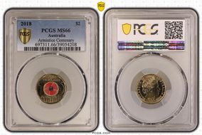 2018 $2 Armistice Centenary Colorized MS66
