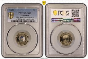 2020 $2 75th Ann End of WWII Colorized MS68