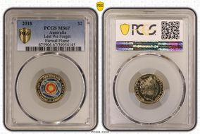 2018 $2 Lest We Forget Eternal Flame Colorized MS67