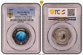 2017 20C Planetary Coins Uranus Colorized MS70