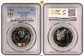 2014 50C Boer War Colorized MS69