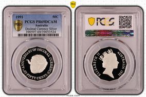 1991 50C Decimal Currency Ag PR69DCAM