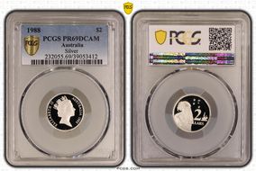 1988 $2 Silver PR69DCAM