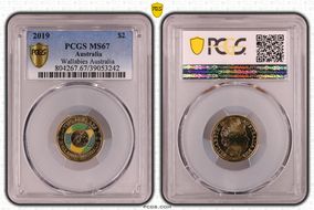 2019 $2 Wallabies Australia Colorized MS67