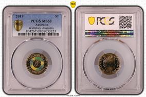 2019 $2 Wallabies Australia Colorized MS68