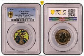 2020 $1 Australian Olympic Team Beach Volleyball Colorized MS68