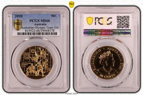 2020 50C Australian Olympic Team Gilt-CuNi MS66