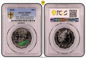 2018 50C 3801 Steam Locomotive Colorized MS69