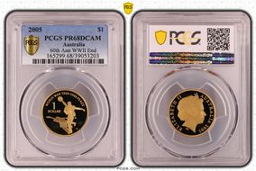 2005 $1 End of WWII - Dancing Man Al-Bronze PR68DCAM