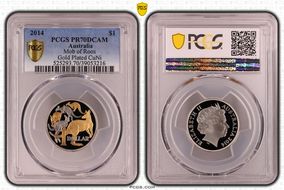 2014 $1 Mob of Roos CuNi Partial Gilt PR70DCAM