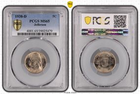 1938-D 5C Jefferson MS65
