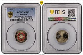 2019-C $2 100 Years of Repatriation Colorized MS68