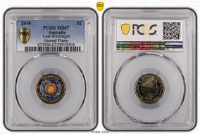 2018 $2 Lest We Forget Eternal Flame Colorized MS67