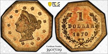 1870 G$1 BG-1118 MS63PL