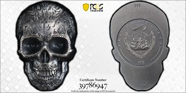 2018 $5 La Catrina Skull Antique Finish MS70