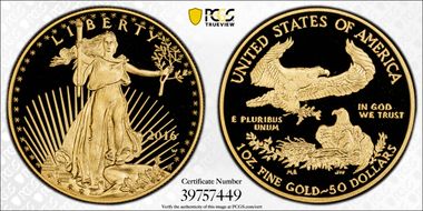 2016-W $50 Gold Eagle 30th Anniversary PR69DCAM